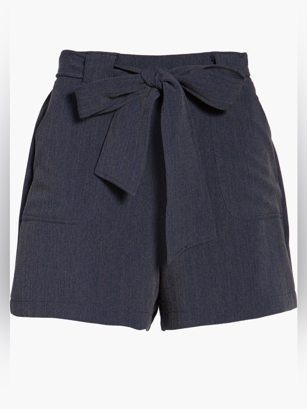 Leith Tie Waist Patch Pocket Shorts Navy Size Medium